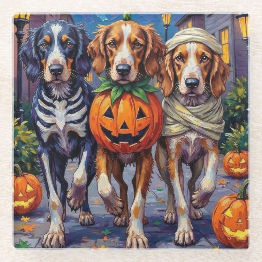 Halloween-Kostüm des englischen Setters Glasuntersetzer (Vorderseite)