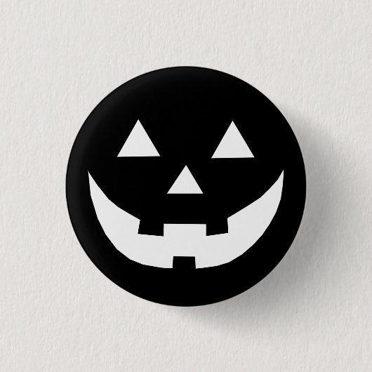 Halloween-Kostüm für Schwarz-weiße Kürbislaterne Button (Vorderseite)