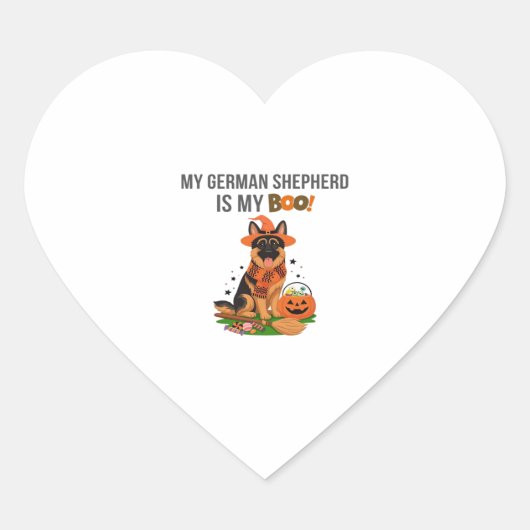 Halloween-Kostüm Mein Deutscher Schäferhund Herz-Aufkleber (Vorderseite)