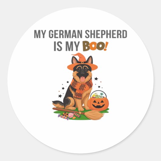 Halloween-Kostüm Mein Deutscher Schäferhund Runder Aufkleber (Vorderseite)