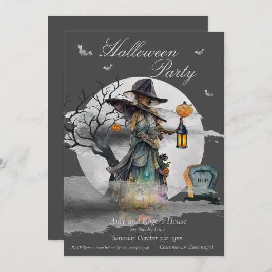 Halloween-Kostüm-Party Einladung (Vorne/Hinten)