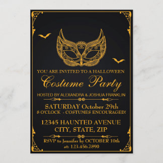 Halloween-Kostüm-Party-Gold Einladung
