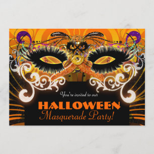 Halloween Kostüm Party Masquerade Maske Einladung