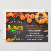 Halloween-Kostüm-Party-Schwarz-Orange Einladung (Vorderseite)