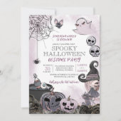 Halloween Kostüm Party Spooky Niedlich Hexe Einladung (Vorderseite)