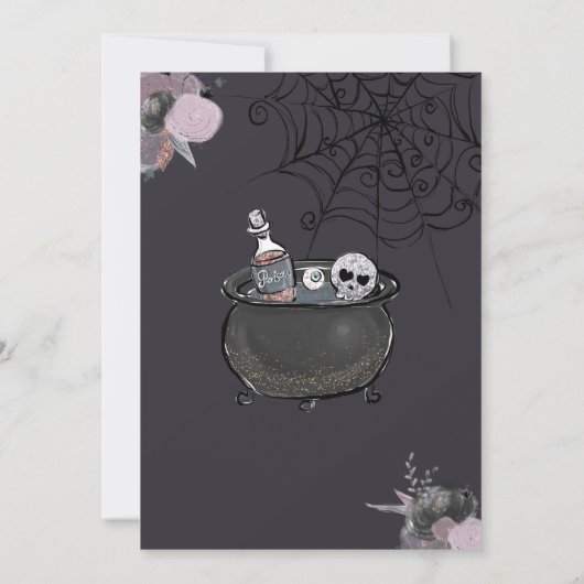 Halloween Kostüm Party Spooky Niedlich Hexe Einladung (Rückseite)