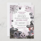 Halloween Kostüm Party Spooky Niedlich Hexe Einladung (Vorderseite)