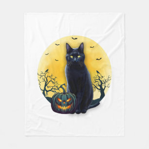 Halloween-Kostüm schwarze Katze Kürbis für Damen H Fleecedecke