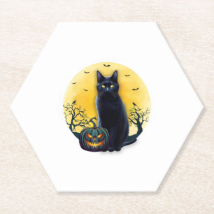 Halloween-Kostüm Schwarze Katze Kürbis für Damen H Untersetzer