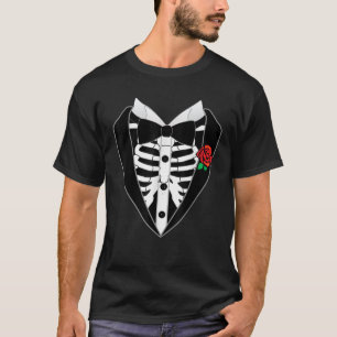 Halloween Kostüm Tuxedo Skeleton Bow Krawatte Tux T-Shirt