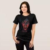 Halloween Kostüm Vampir Frau Fangs Frau Tri-Blend Shirt (Vorderseite voll)