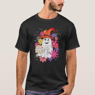 Halloween-Kostüm Vintage-Blumen-Geist-Kürbis-Spaß T-Shirt