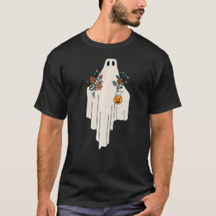 Halloween-Kostüm Vintage-Blumen-Geist-Kürbis-Spaß T-Shirt