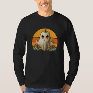 Halloween-Kostüm Vintage-Blumen-Geist-Kürbis-Spaß T-Shirt