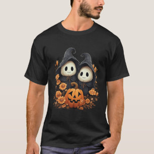 Halloween-Kostüm Vintage-Blumen-Geist-Kürbis-Spaß T-Shirt