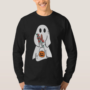 Halloween-Kostüm Vintage-Blumen-Geist-Kürbis-Spaß T-Shirt