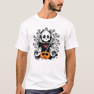 Halloween-Kostüm Vintage-Blumen-Geist-Kürbis-Spaß T-Shirt