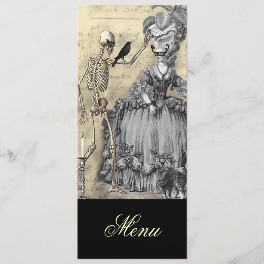 Halloween-Kostümball-Menü Menükarte (Vorderseite)