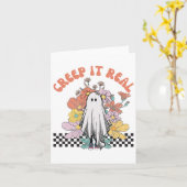 Halloween-Kostümcreep ist echt Karte (Gelbe Blume)