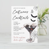 Halloween Kostüme & Cocktails Einladung (Stehend Vorderseite)