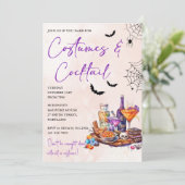 Halloween Kostüme & Cocktails Einladung (Stehend Vorderseite)
