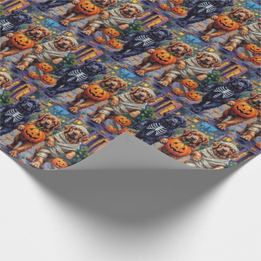 Halloween-Kostüme der Neufundländer Geschenkpapier (Ecke)