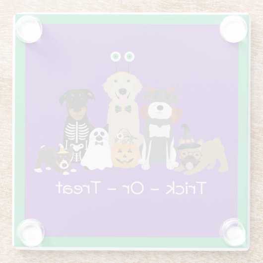 Halloween-Kostüme für Trick oder Behandlung von Ha Glasuntersetzer (Rückseite)