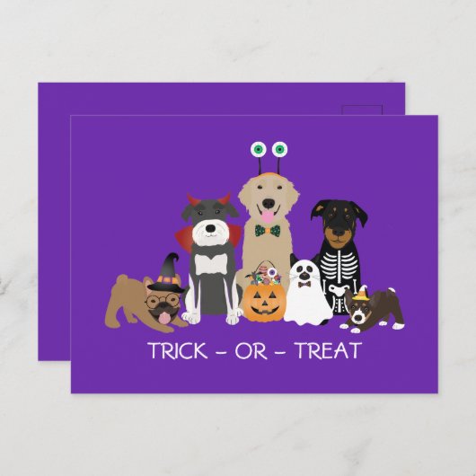 Halloween-Kostüme für Trick oder Behandlung von Ha Postkarte (Vorne/Hinten)