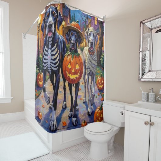 Halloween-Kostüme, großartige Dane-Trick-oder-Trea Duschvorhang (Beispiel)