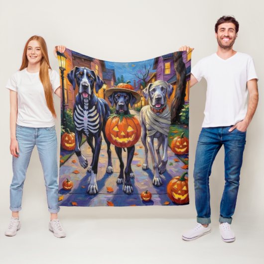 Halloween-Kostüme, großartige Dane-Trick-oder-Trea Fleecedecke (Beispiel)