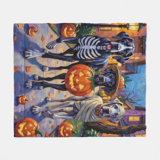 Halloween-Kostüme, großartige Dane-Trick-oder-Trea Fleecedecke (Vorderseite (Horizontal))