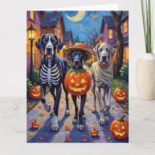 Halloween-Kostüme, großartige Dane-Trick-oder-Trea Karte (Vorderseite)