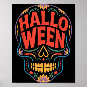 Halloween-Kostüme Totenkopf-Typografie Grafik Grus Poster