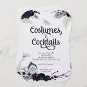 Halloween Kostüme und Cocktails Masquerade Bash Einladung (Vorne/Hinten)