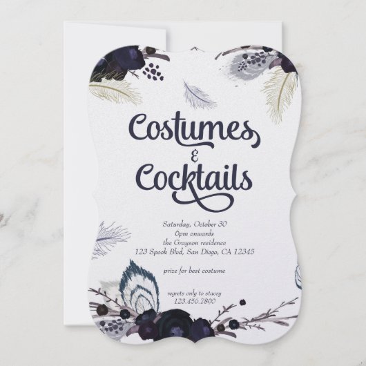 Halloween Kostüme und Cocktails Masquerade Bash Einladung (Vorderseite)