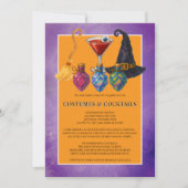 Halloween-Kostüme und Cocktails-Party Einladung (Vorderseite)
