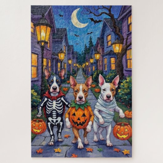Halloween-Kostüme von Bull Terrier Trick oder Trea Puzzle (Vertikal)