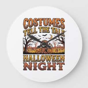 Halloween-Kostümgeschichte Vintage-Friedhof-Typogr Große Wanduhr