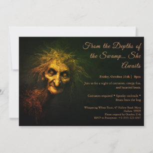 Halloween-Kostümparty-Einladung für Sumpfhexe Einladung