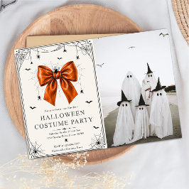 Halloween-Kostümparty-Foto Orange Schleife Einladung