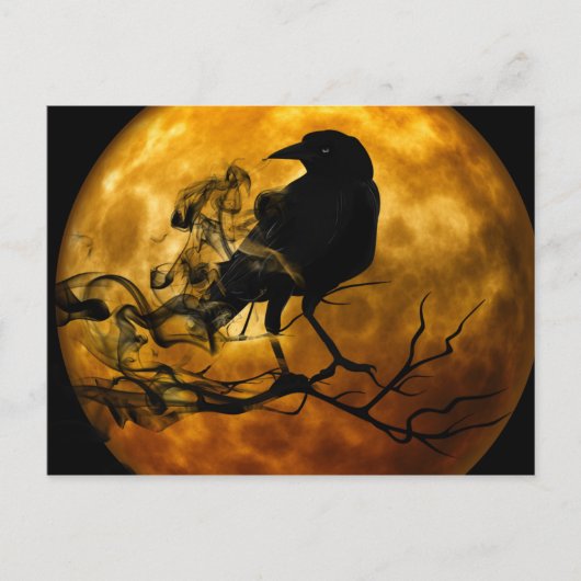 Halloween-Krähe in der Nacht Postkarte (Vorderseite)