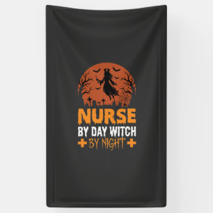 Halloween-Krankenschwester bei Tag, Hexe bei Nacht Banner