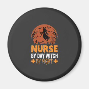 Halloween-Krankenschwester bei Tag, Hexe bei Nacht Magnet