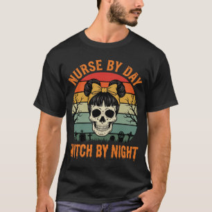 Halloween-Krankenschwester bei Tag, Hexe bei Nacht T-Shirt
