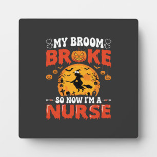 Halloween-Krankenschwester Gebrochener Besen Hexe  Fotoplatte