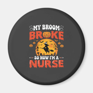 Halloween-Krankenschwester Gebrochener Besen Hexe Magnet