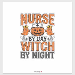 Halloween-Krankenschwester Hexe bei Nacht Vintage- Aufkleber