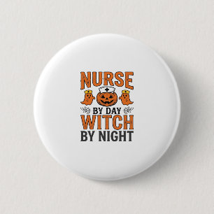 Halloween-Krankenschwester Hexe bei Nacht Vintage- Button
