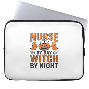 Halloween-Krankenschwester Hexe bei Nacht Vintage- Laptopschutzhülle