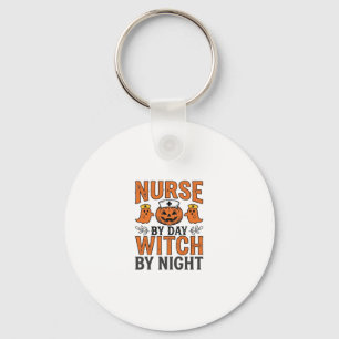 Halloween-Krankenschwester Hexe bei Nacht Vintage- Schlüsselanhänger
